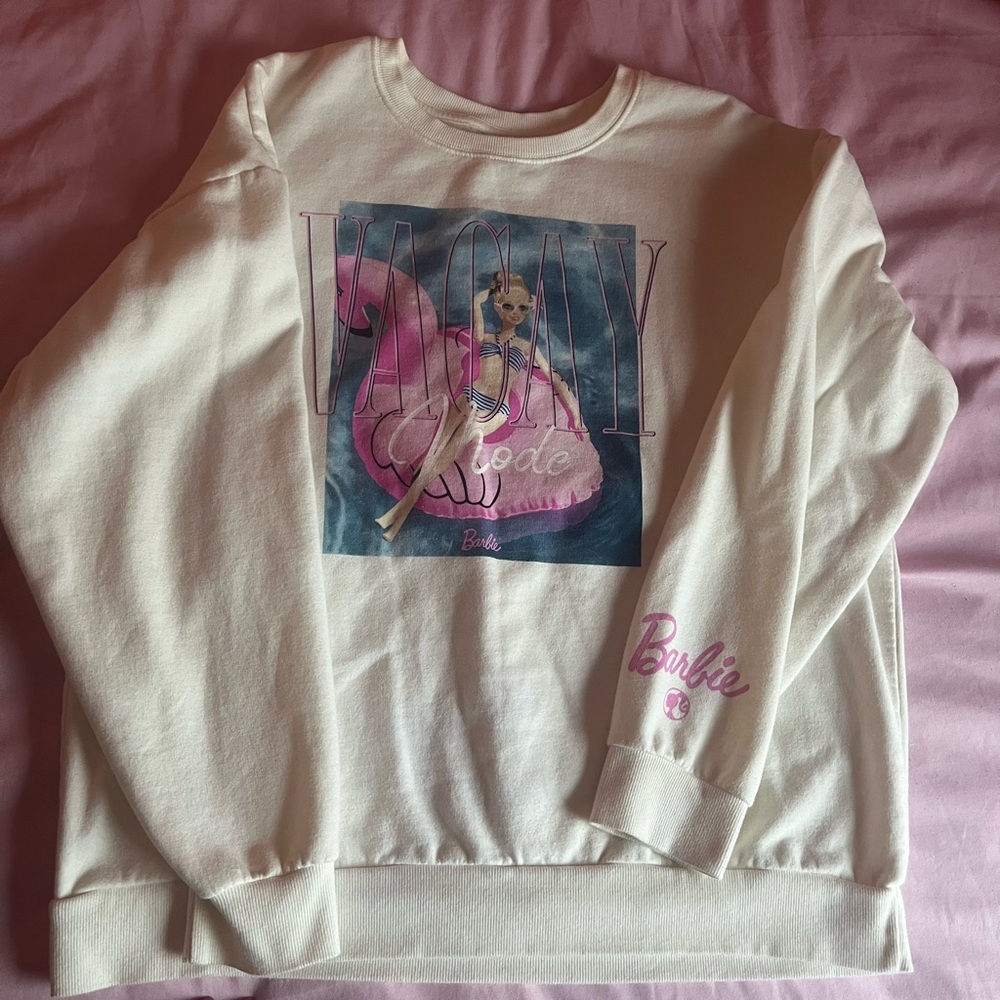 Barbie Cream Sweater with Graphic Design